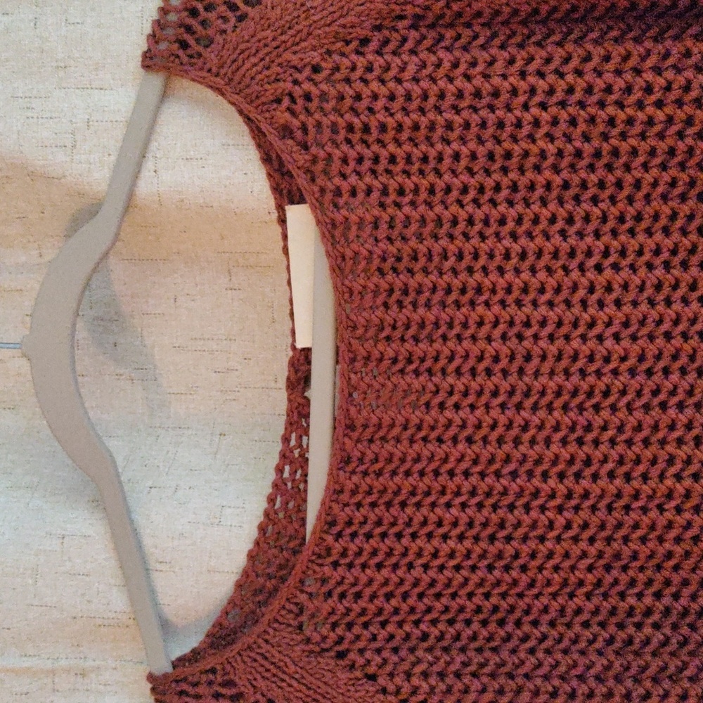 Misha & Puff Women's Soft, Cotton Net Knit Sweater - Rust Brown - Picture 5 of 12